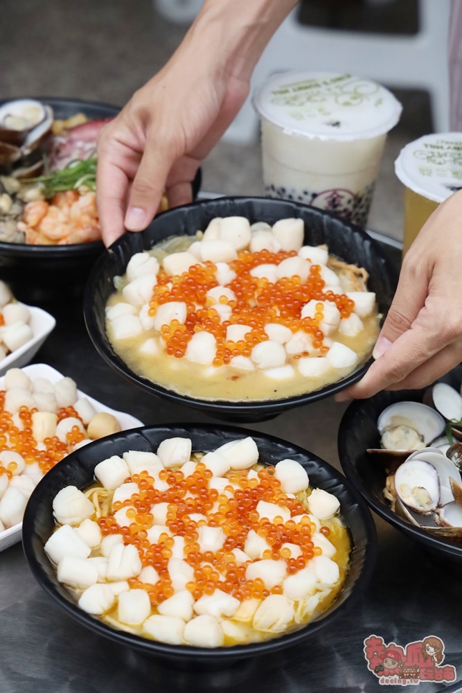 【台南美食】干貝加鮭魚卵意麵來襲！超狂56顆干貝覆蓋，意麵根本成配角啦：金三益健康茶飲