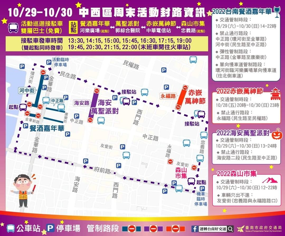 【台南交通】台南10/29、10/30交通封路路段資訊，不想人擠人千萬別靠近！