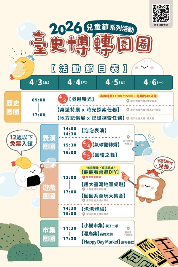 【台南活動】台南2026/4/3~4/6兒童節活動整理~ 【台南活動】台南2026/4/3~4/6兒童節活動整理~